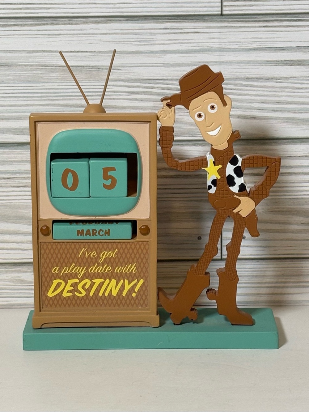 Hallmark Disney Pixar Toy Story Woody Perpetual Calendar Desk TV Play Date